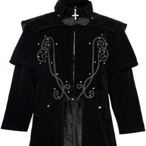 Apocrypha Men‘s Black Steampunk Gothic Victorian Renaissance Frock Over Coat (S)